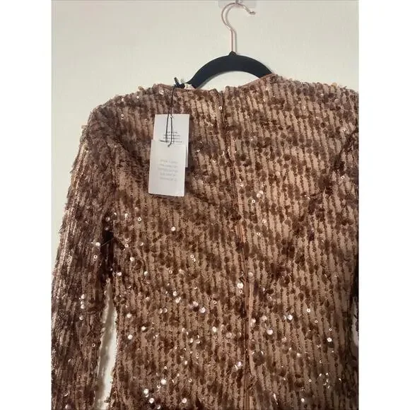 Camila Coelho | Cataleya Sequin Mini Dress in Caramel Brown size S NWT - Picture 9 of 14